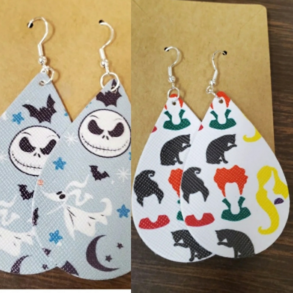 2 pairs of Halloween Faux Leather Earrings